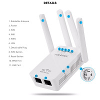 ราคา Wifi repeater PIXLINK PIXLINK LV WR09 300M bps Wireless WiFi Router ช่วงสัญญาณ Extender 4 ภายนอกเสาอากาศ (8408110628)
