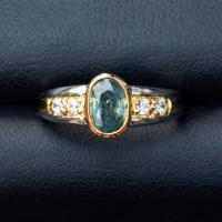 ราคา แหวนพลอยเขียวส่องจันทบุรี Green Sapphire ตัวเรือนเงินแท้92 5 ชุบทอง ไซส์นิ้ว 55 หรือ เบอร์ 7USมีใบรับประกันสินค้าจากทางร้าน (11081028116)