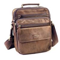 ราคา Chinatown Leatherกระเป๋าผู้ชาย สะพายหนังวัวแท้ หูจับฝาหน้าซิปคู่ สีแทน ขนาด ipad2 3 (7722651523)