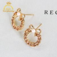 ราคา สวัสดีสาวเครื่องประดับเพชรเต็มวงกลมต่างหูสตั๊ดเกาหลีมุกโบว์ต่างหูสำหรับผู้หญิงแฟชั่น (9423613171)