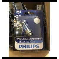 ราคา แท้ชัวร์ หลอดไฟหน้า PHILIPS M5 BLUE VISION แสงสว่างและขาวกว่าหลอดเดิมติดรถทั่ว (7160220670)