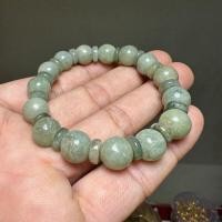 ราคา กำไลหิน กำไลหยก ข้อมือหยก ข้อมือหิน หยกนําโชค สีโทนเขียวธรรมชาติ 9 10 มิล (16666345825)