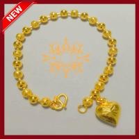 ราคา N P PT สร้อยข้อมือชุบทองไมครอน 5 ไมครอน ลายเม็ดมะยมมีจี้หัวใจ น้ำหนัก 2 สลึง ความยาว 17 CM ใส่แล้วสวยดีดูดี (151660097)