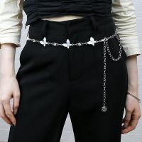 ราคา เข็มขัดโซ่โลหะผีเสื้อเงาผู้หญิงเข็มขัดโซ่บางเอวพลอยเทียมตกแต่งด้วยสีเงินปรับได้ (12948840682)