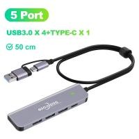 ราคา GOOJODOQ 5 In 1 5พอร์ต USB 3 1 Type C ความเร็วสูง USB C Hub พร้อม Hub 3 0 2 0 5Gbps TF SD Reader สล็อต PD สำหรับ MacBook Pro Air USB C Splitter (16628735046)