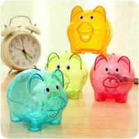 ราคา ออมสิน ออมสินเล็ก กระปุกออมสินน้องหมูตัวใส ออมสินใส กระปุกใส่เหรียญ ออมเงิน คละสี (18093891259)
