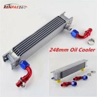 ราคา น้ำมันคูลเลอร์รถแบบสากลสีเงิน7แถว AN10เกียร์เครื่องยนต์248มม ออยล์คูลเลอร์พร้อมชุดอุปกรณ์ (12208235911)