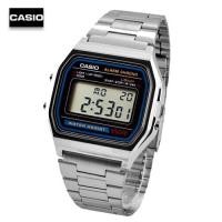 ราคา Velashop นาฬิกาข้อมือผู้ชายคาสิโอ ดิจิตอล Casio Digital สายสแตนเลส รุ่น A158WA 1DF สีเงิน A 158WA A158WA A158 (757371)