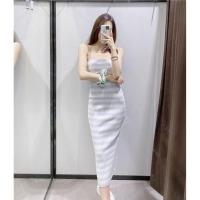 ราคา พร้อมส่งเดรสไหมพรมยาวสายเดี่ยวลายทางรัดรูป (11116261259)