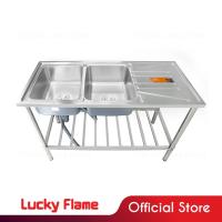 LUCKY FLAME ซิงค์ขาตั้ง 2หลุม 1ที่พัก รุ่น STS-1256
