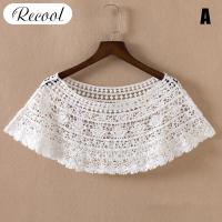 ราคา Recool ผ้าคลุมไหล่ถักโครเชท์สำหรับผู้หญิงเสื้อคลุมไหล่ประดับลูกไม้สไตล์วินเทจแบบสั้นลายฉลุ (8594915086)