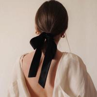 ราคา ริบบิ้นสำหรับผู้หญิงกำมะหยี่ยางรัดผมเชือกรัดผมโบว์สีดำยืดยางรัดผมภาษาฝรั่งเศสคำ Slouchy ยางรัดผม (9804620059)