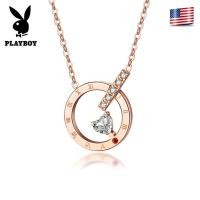 ราคา PLAYBOY สร้อยคอผู้หญิงแฟชั่น น่ารัก ไม่ลอก สวย สแตนเลสแท้ จี้ ของขวัญวันวาเลนไทน์ (11248873595)