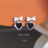 ราคา ESCOBAL ต่างหูเงินแท้ Bow Heart สไตล์สวยหรู ต่างหูเพชร ตุ้มหูเงินแท้ ต่างหูแฟชั่น ตุ้มหูเงินแท้ ต่างหูน่ารัก earring (19164387892)