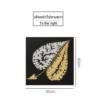 ราคา จัดส่งฟรี รูปภาพใบโพธิ์ปิดทองพร้อมกรอบไม้ รูปตกแต่งพนังหัวเตียง กรอบรูปสีดำ ขนาด60 60cmทำจากผ้า100 (8425521793)