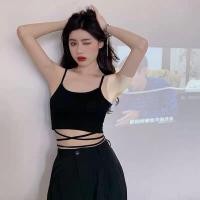 ราคา ครอปสายเดี่ยวผูกเอว สายเดี่ยวพร้อมสายไขว้ผูกเอว สุดเก๋ มินิครอป ราคาถูก (17335368769)