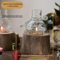 ราคา THAILUCKY ที่วางเทียน ท่อนไม้ เชิงเทียนไม้สัก ธรรมชาติ มีแก้วครอบ สำหรับตกแต่ง ร้านอาหาร ห้องศึกษา เครื่องประดับเดสก์ทอป candlelight dinner (15776546444)