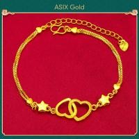 ราคา ASIX GOLD แฟชั่นเกาหลีสร้อยข้อมือหัวใจผู้หญิงทอง 24K สีไม่เปลี่ยนเป็นสีดํา ไม่ลอกออก (16471441239)