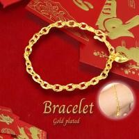 ราคา สร้อยข้อมือหุ้มทอง ไม่ลอกไม่ดำ ลายโซ่จี้หัวใจ หนัก 1บาท ยาว7นิ้ว ทองเคลือบแก้ว สร้อยข้อมือทองปลอม เหมือนจริงที่สุด สร้อยข้อมือ (16066904442)