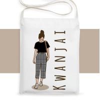 ราคา กระเป๋าผ้าสะพายข้าง เติมชื่อได้ minimal people กระเป๋าcross body ใส่มือถือ สไตล์เกาหลี (16468974310)