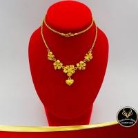 ราคา สร้อยคอ สร้อยคอแฟชั่น ระย้าหัวใจ ลายเต๋า คั่นดอกไม้ตุ้มห้อยหัวใจจิกเพชร น้ำหนัก 2 สลึง ยาว 18 นิ้ว ชุบเศษทองเยาวราช ชุบทอง100 (7946775182)