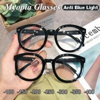 ราคา แว่นสายตาสั้นทรงกลมสีดำแว่นตาป้องกันแสงสีฟ้าแว่นตาผู้หญิงย้อนยุคขนาดใหญ่แว่นสายตาสั้นเลนส์ใส (10044606822)