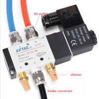 ราคา 4V210 08 5Way 2 Position Electric Solenoid Valve 1 4 Port Size DC24V DC12V AC220V Pneumatic parts air control valve 6 8 10 mm OD Quick fitting (18903572375)