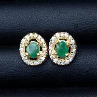 ราคา ต่างหูพลอยมรกตโคลัมเบีย Emerald เรือนเงินแท้92 5 ชุบทอง ล้อมด้วยเพชรCZ เกรดสวยพิเศษจากรัสเซีย พลอยแท้ จากประเทศโคลัมเบีย (16752947379)
