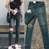 ราคา กางเกงยีนส์ขาเดฟผ้ายืดสไตล์เกาหลีงานขายดี (14693840386)