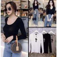 ราคา เสื้อแขนยาวคอยู ผ้าเรย่อน ยืดได้เยอะ ทรงสวยใส่สบาย อก32 38 มี 3 สี ดำ ขาว เทา (12146443769)