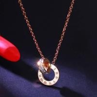 ราคา แหวนสร้อยคอไทเทเนียมตัวเลขโรมันเพชรสร้อยคอRose Goldสำหรับผู้หญิง (3681754488)