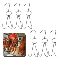 ราคา ตะขอเกี่ยวเนื้อเป็ดย่างสแตนเลส2ชั้นที่แขวนเตาย่างบาร์บีคิวอุปกรณ์เครื่องมือทำอาหาร3 3มม หนา23ซม ยาว (12523229265)