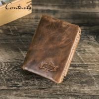 ราคา CONTACTSของแท้กระเป๋าหนังฃชายมีกระเป๋าใส่เหรียญวินเทจกลอนกระเป๋าสตางค์ผู้ชายกับผู้ถือบัตรแบรนด์หรูสั้นกระเป๋าสตางค์มีซิปสำหรับผู้ชาย (717706526)