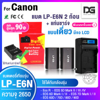 ราคา แบตเตอรี่กล้อง 2 ก้อน แท่นชาร์จ Canon LP E6 Li ion Battery LP E6 LPE6 2650mAh chrager PULUZ สำหรับ EOS R 60D70D80D6D7D7D II5D Mk II5D Mk III5DS 6D 6DMKII 90D Digital Gadget Store (18046952538)