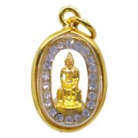 ราคา ๙๙ เชิญบูชา ๙๙ จี้พระประจำวันเกิด วันพุธ กลางคืน ปางป่าเลไลยก์ สีทองล้อมเพชร เลี่ยมกรอบทอง By ONTIME24 (2078808832)