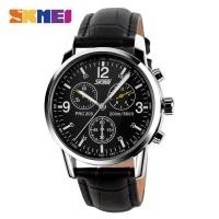 ราคา SKMEIนาฬิกาแฟชั่นผู้ชายธุรกิจเหล็กกล้าไร้สนิมหนังกันน้ำนาฬิกาข้อมือสำหรับMan 9070 (383591481)