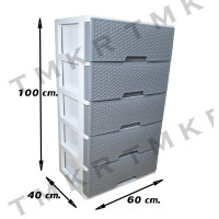 ราคา ตู้ลิ้นชัก กล่องลิ้นชักพลาสติกลายหวาย 5 ชั้นหน้ากว้าง Plastic drawer (17287868242)