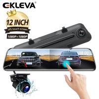 ราคา EKLEVA 12นิ้วStream Mediaกล้องรถกระจกDual FHD 1080Pกล้องDVRกระจกมองหลังเครื่องบันทึกวิดีโอการขับขี่Dash Cam (5575138091)