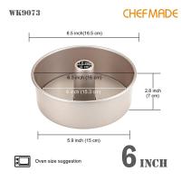 ราคา CHEFMADE 6 นิ้วแองเจิลอาหารกระทะไม่ติดปล่องไฟกลวงที่ถอดออกได้ด้านล่างแม่พิมพ์เค้กชิฟฟ่อนแม่พิมพ์ (404588234)