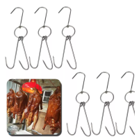 ราคา ตะขอเกี่ยวเนื้อเป็ดย่างสแตนเลส2ชั้นที่แขวนเตาย่างบาร์บีคิวอุปกรณ์เครื่องมือทำอาหาร3 3มม หนา23ซม ยาว (12523229262)