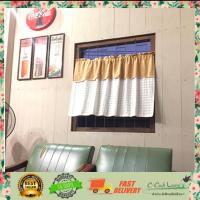 ราคา ผ้าม่านหน้าต่าง แบบครึ่งบาน ขนาด 110x60cm สีทูโทนคอน้ำตาลตัวขาว ผ้าม่านผ้าฝ้าย ผ้าม่านสั้น TT BR W 60 (6669530074)