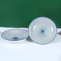 ราคา QIQI จานเซรามิก ชาม ถ้วย มีสไตล์จีนสีน้ำเงิน 3ใบ ชุด (11473524163)