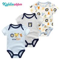 ราคา Kiddiezoom ผ้าฝ้าย 100 ทารกแรกเกิด Romper ฤดูร้อนแขนสั้นลายการ์ตูนเสือ 3 ชิ้นพร้อมสต็อก (15201652472)