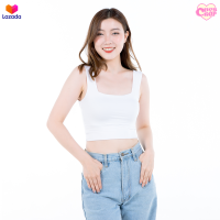 ราคา ChobCrop เสื้อกล้ามครอป คอเหลี่ยม ผ้าเรย่อน 2 ชั้น ผ้ายืดมาก แขนกุด เอวลอย Rayon 002 (18494680901)