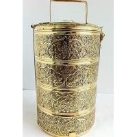 ราคา ปิ่นโตทองเหลืองตอกลายกลีบบัวประยุกต์ สี่ชั้น (6478412996)
