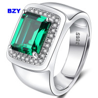ราคา BZYผู้ชายธรรมชาติแหวนบุษราคัมสีฟ้าขนาดแหวนปรับขนาดได้Platinum Plated Menแหวนปรับขนาดได้ (6247148462)