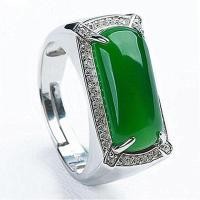 ราคา HZP Vintage ชายสีเขียวหยกมรกตอัญมณีแหวนเพชรสำหรับชายสีขาวเงินทอง Bague เครื่องประดับอัญมณีของขวัญ (9794449255)