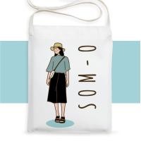 ราคา กระเป๋าผ้าสะพายข้าง เติมชื่อได้ minimal people กระเป๋าcross body ใส่มือถือ สไตล์เกาหลี (16468974313)