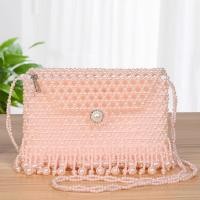 ราคา กระเป๋าวัสดุลูกปัดแฮนด์เมดกระเป๋าสะพายไหล่เดียวทำจากลูกปัดร้อยลูกปัดกระเป๋าสะพายข้างกระเป๋าพู่ห้อยกระเป๋าใส่โทรศัพท์มือถือผู้หญิงแบบถัก DIY ลูกปัดแบบแยกเม็ด (15895939985)