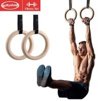 ราคา ยิมนาสติกแหวนโ Home Gym Rings Birch Wood Gymnastic Rings Exercise Strength Training Rings with Adjustable Buckles Straps Cross Fitness (8571955820)